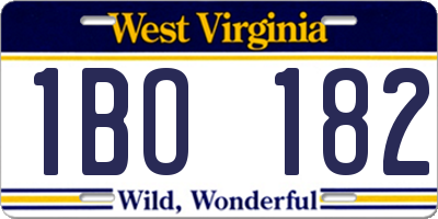 WV license plate 1BO182