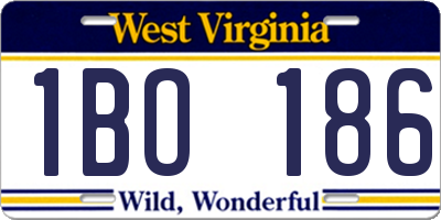 WV license plate 1BO186