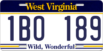 WV license plate 1BO189