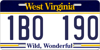 WV license plate 1BO190