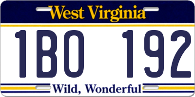 WV license plate 1BO192