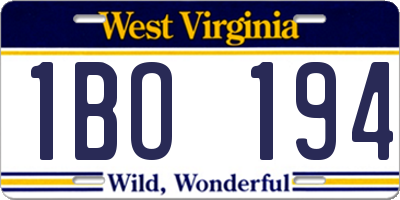 WV license plate 1BO194