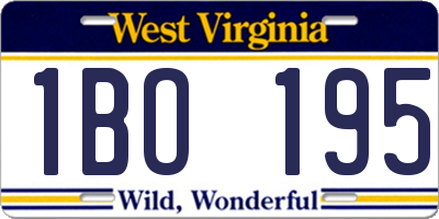 WV license plate 1BO195