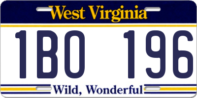 WV license plate 1BO196