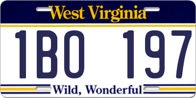 WV license plate 1BO197