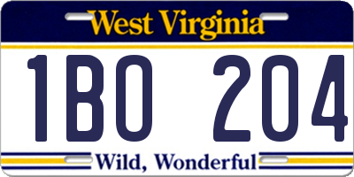 WV license plate 1BO204