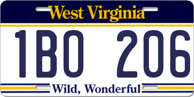 WV license plate 1BO206