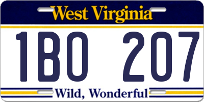 WV license plate 1BO207