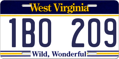 WV license plate 1BO209