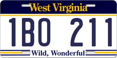WV license plate 1BO211