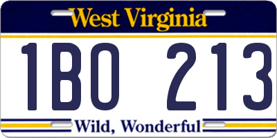 WV license plate 1BO213