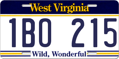 WV license plate 1BO215
