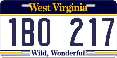 WV license plate 1BO217