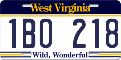 WV license plate 1BO218