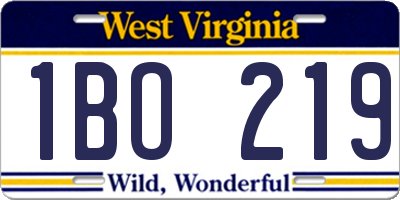 WV license plate 1BO219