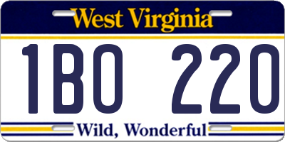 WV license plate 1BO220
