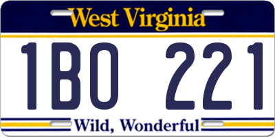 WV license plate 1BO221