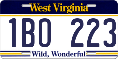 WV license plate 1BO223