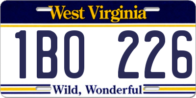 WV license plate 1BO226