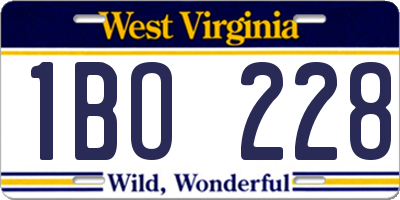 WV license plate 1BO228