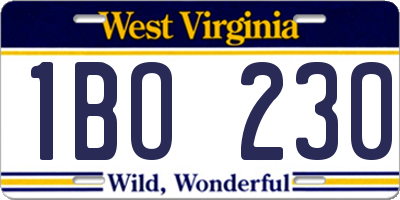 WV license plate 1BO230