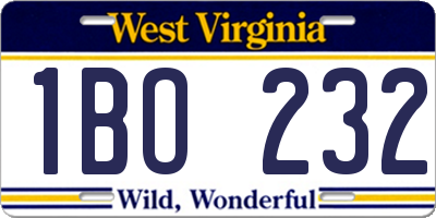 WV license plate 1BO232