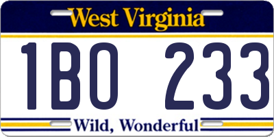 WV license plate 1BO233