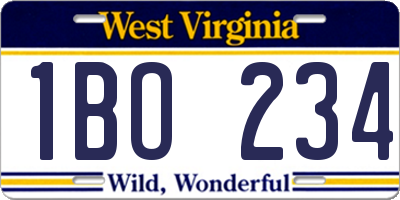 WV license plate 1BO234