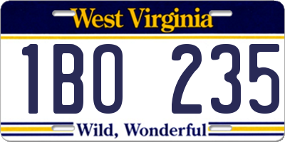 WV license plate 1BO235