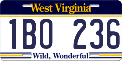 WV license plate 1BO236
