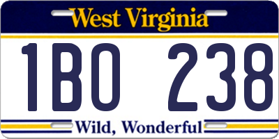 WV license plate 1BO238