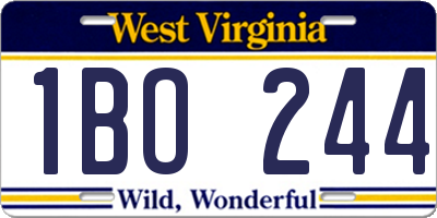 WV license plate 1BO244