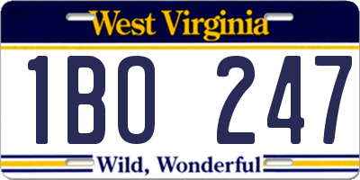 WV license plate 1BO247