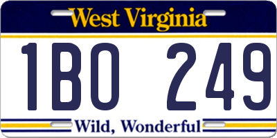 WV license plate 1BO249