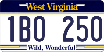 WV license plate 1BO250