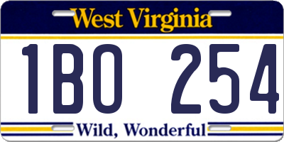 WV license plate 1BO254