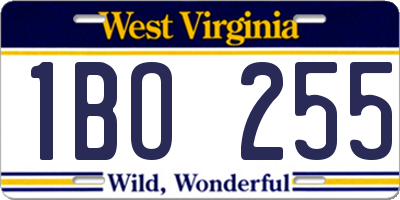 WV license plate 1BO255