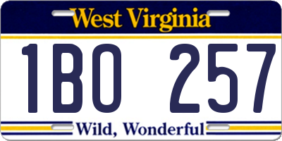 WV license plate 1BO257