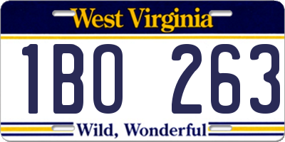 WV license plate 1BO263