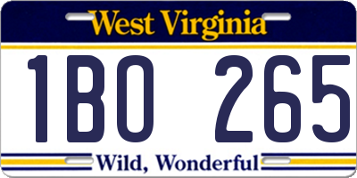 WV license plate 1BO265