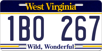 WV license plate 1BO267