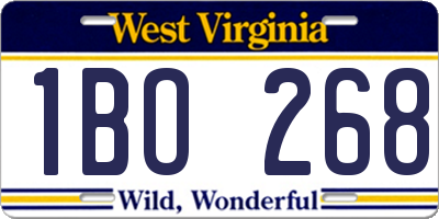 WV license plate 1BO268