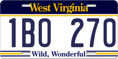 WV license plate 1BO270