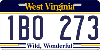WV license plate 1BO273