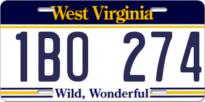 WV license plate 1BO274
