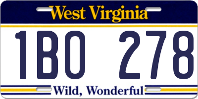 WV license plate 1BO278