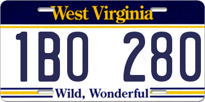 WV license plate 1BO280