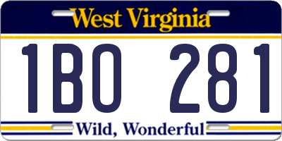 WV license plate 1BO281