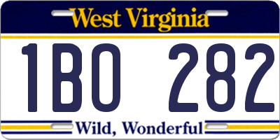 WV license plate 1BO282