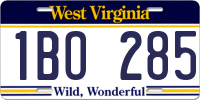 WV license plate 1BO285